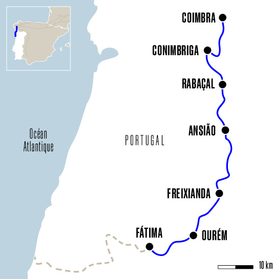 carte chemin de Coimbra - fatima