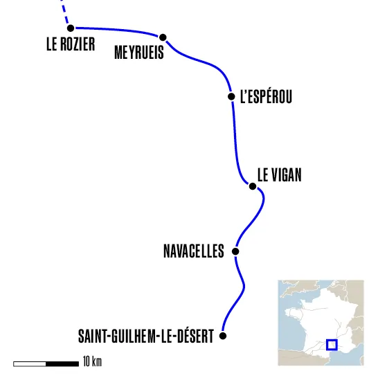 carte Le Rozier à Saint-Guilhem-le-Désert - randonnée chemin de saint-guilhem