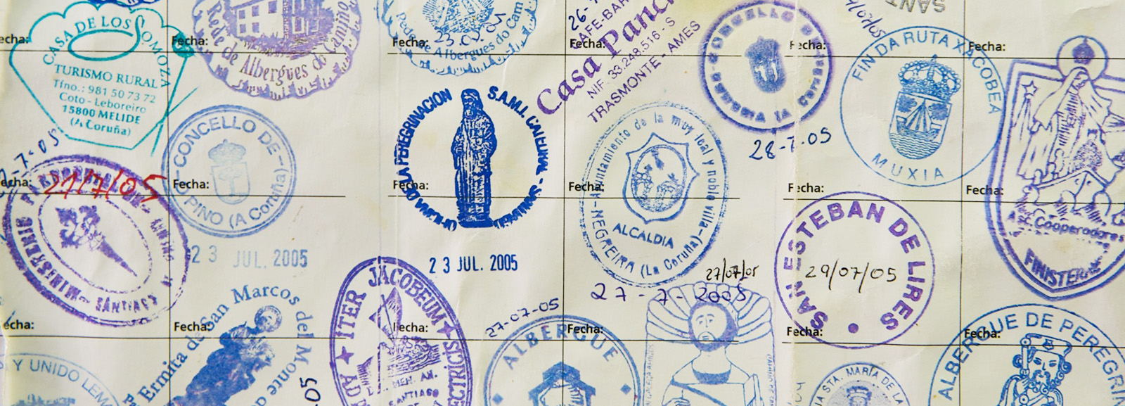 Crédencial, tamponnée sur le chemin de Compostelle