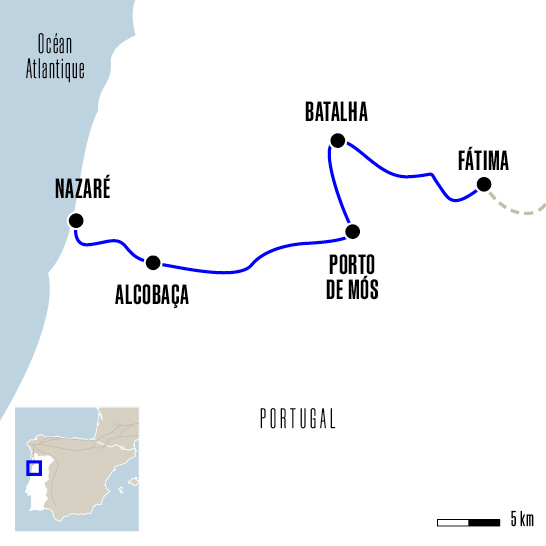 Carte du voyage Chemin de Fátima : de Nazaré à Fátima - Chemin de Fátima