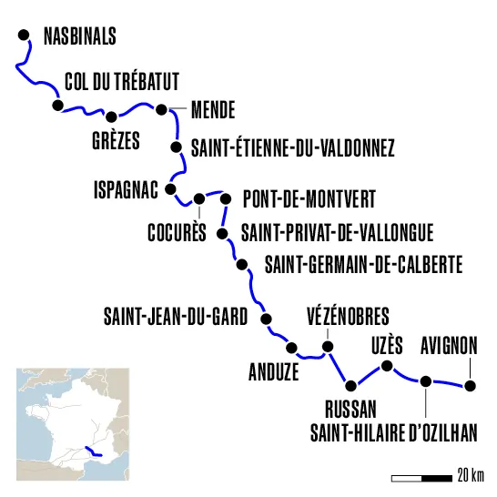 Carte du voyage Chemin d'Urbain V : l'intégrale - Urbain V