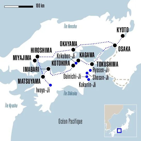 carte voyage SHIKOKU pelerinage 88 temples