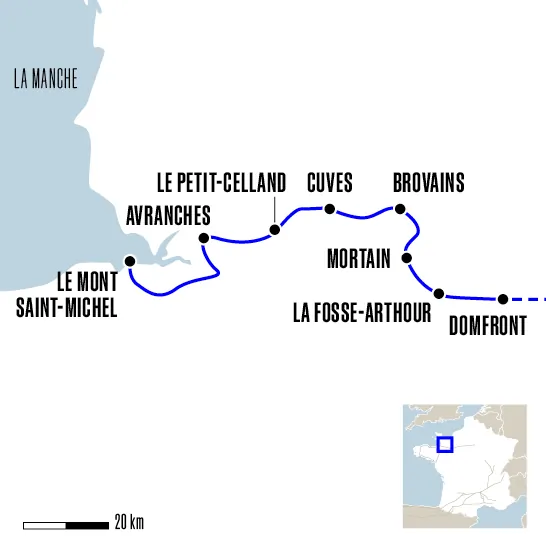 Carte du voyage De Domfront au Mont Saint-Michel - Chemins du Mont Saint Michel