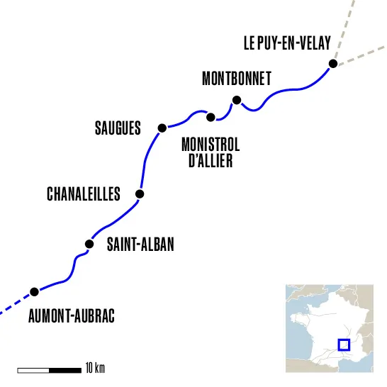 carte le puy aumont en 7 jours compostelle