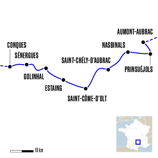 carte aumont aubrac conques 9 jours compostelle