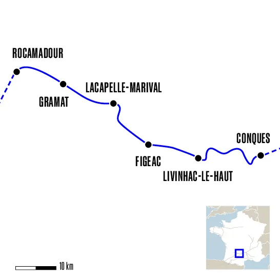 carte Conques Rocamadour compostelle