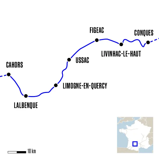 carte conques cahors compostelle 7 jours