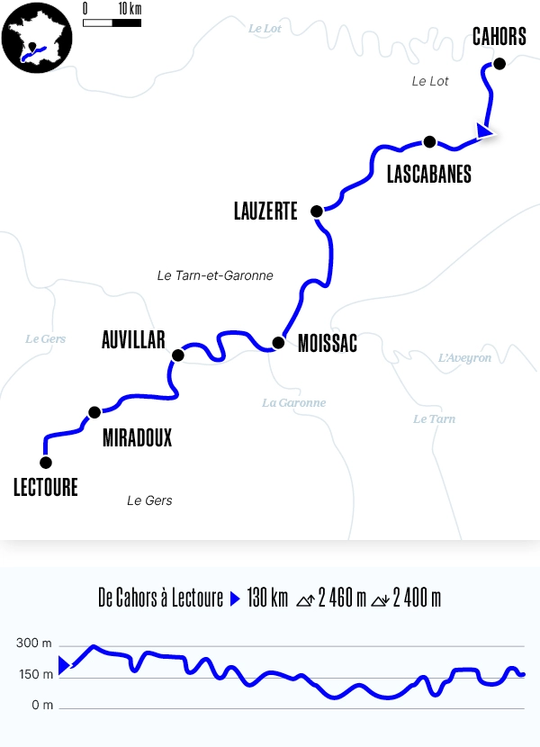 Carte du voyage De Cahors à Lectoure - Voie du Puy-en-Velay
