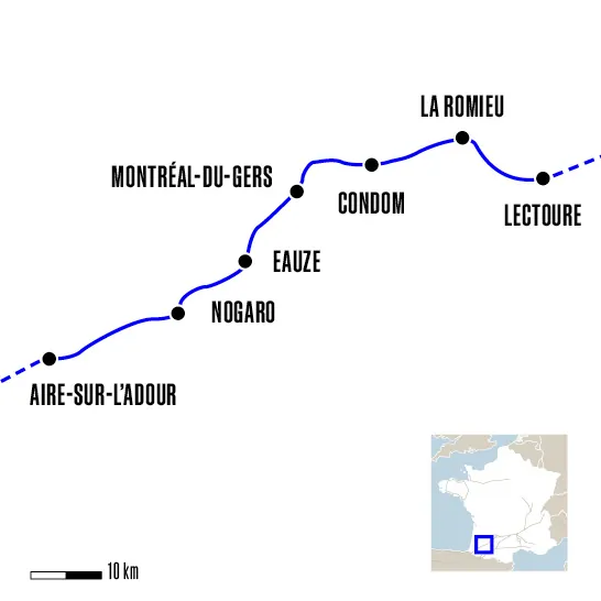 carte lectoure aire sur l adour compostelle