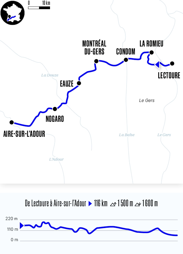 Carte du voyage De Lectoure à Aire-sur-l'Adour - Voie du Puy-en-Velay