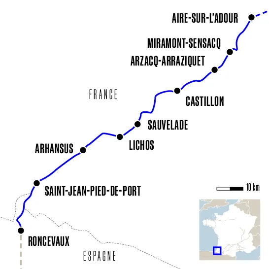 Aire sur Adour à Roncevaux 9 jours compostelle