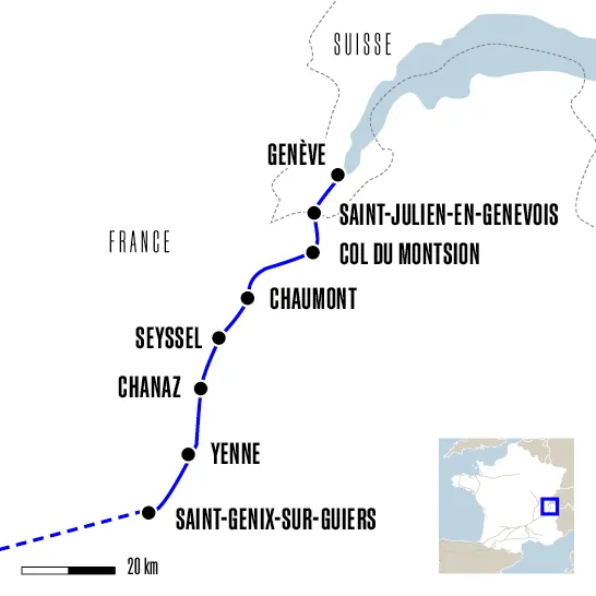 Carte du voyage De Genève à Saint-Genix-sur-Guiers - Chemin de Genève