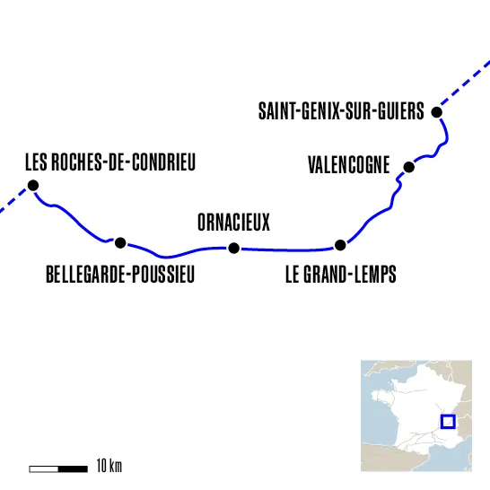 Carte du voyage De Saint-Genix-sur-Guiers à Saint-Clair-du-Rhône - Chemin de Genève