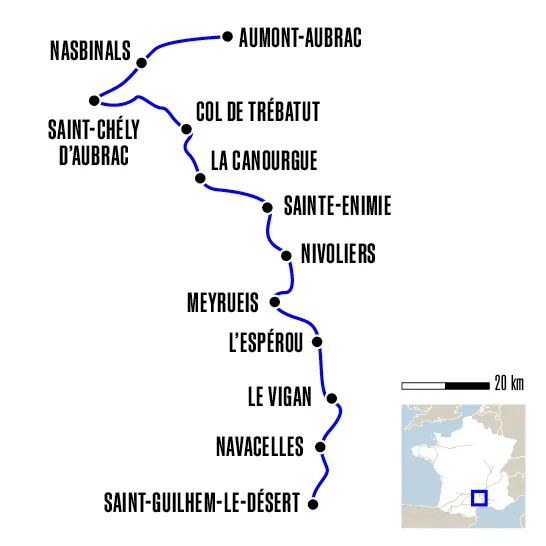 carte randonnée intégrale chemin de saint-guilhem 