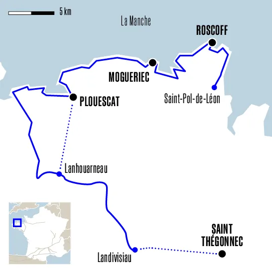 Carte du voyage De Landivisiau à Saint-Pol-de-Léon - Tro Breizh