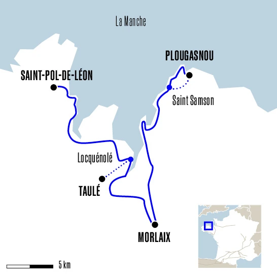 Carte du voyage De Saint-Pol-de-Léon à Plougasnou - Tro Breizh