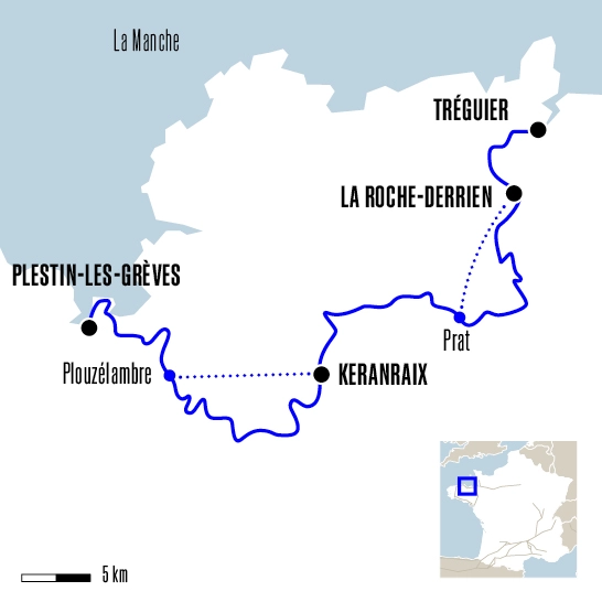 Carte du voyage De Plougasnou à Tréguier - Tro Breizh