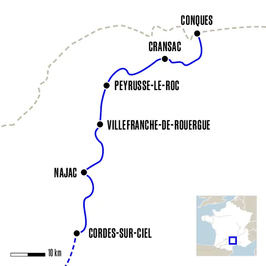 Carte du voyage De Conques à Cordes-sur-Ciel - Conques - Toulouse