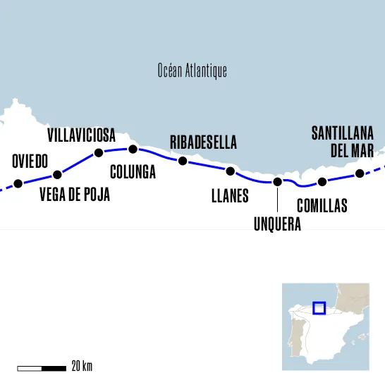 carte Santillana à Oviedo compostelle
