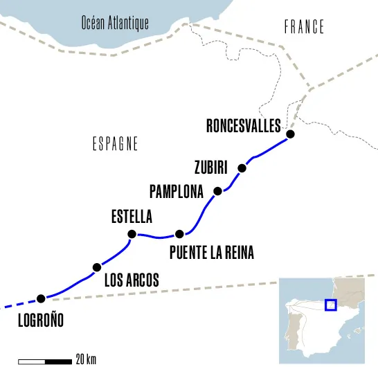 carte Roncevaux Logrono Compostelle