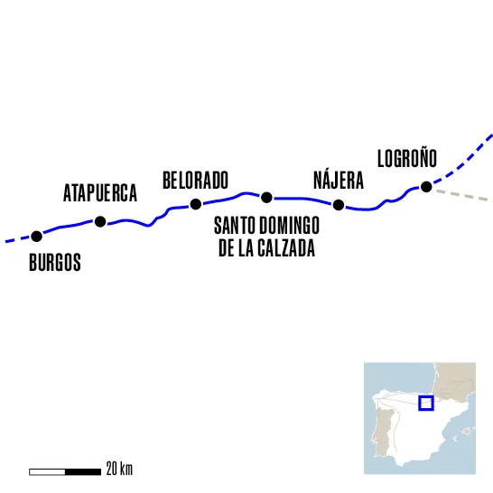 Carte du voyage De Logroño à Burgos - Camino Francés
