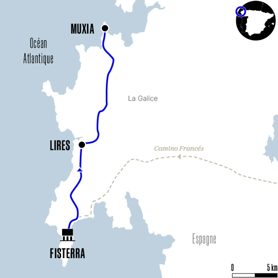 Carte du voyage De Fisterra à Muxia - Camino Francés