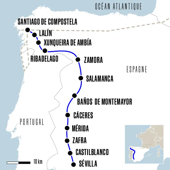 Carte du voyage La Via de la Plata avec un guide : l'intégrale - Via de la Plata