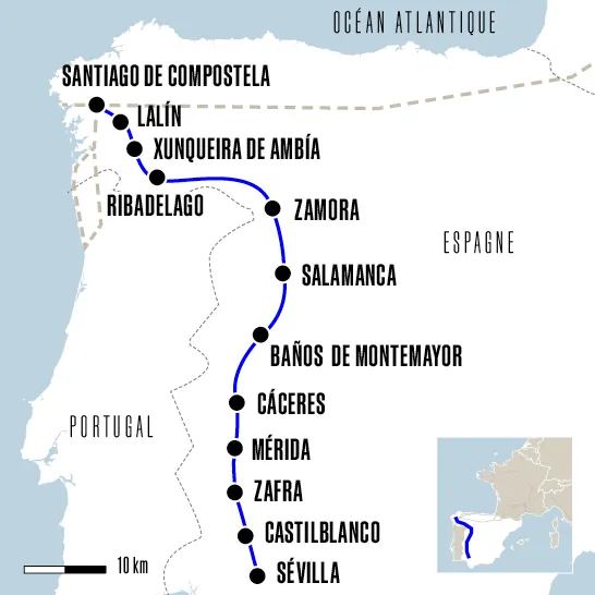 Carte du voyage La Via de la Plata : les incontournables - Via de la Plata