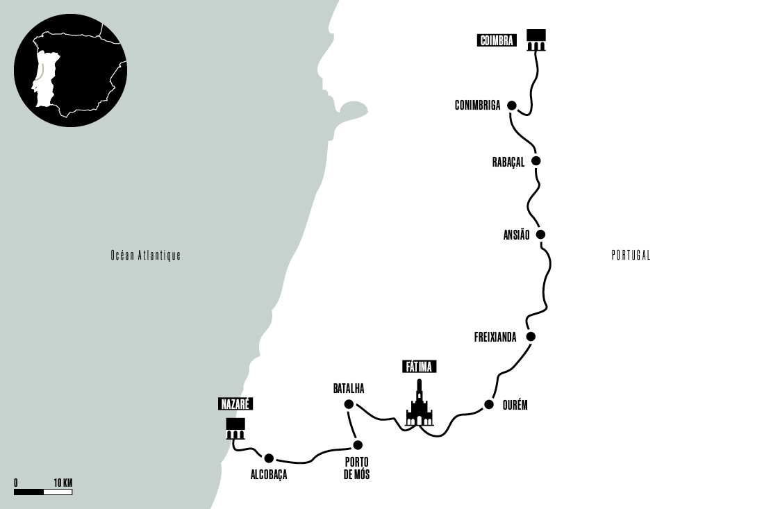 Carte des chemins de Fatima