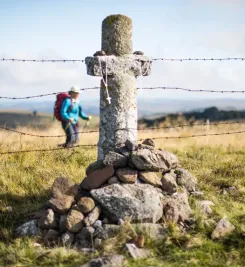 Pèlerin sur le plateau de l'Aubrac