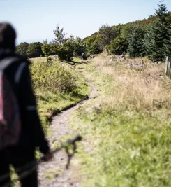 Randonneur sur la route avant Saint-Guilhem