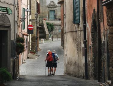 Pèlerins sur la Via Francigena