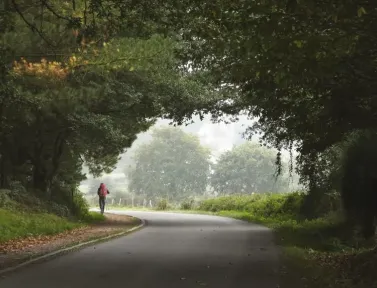 Randonneur sur le chemin de Compostelle